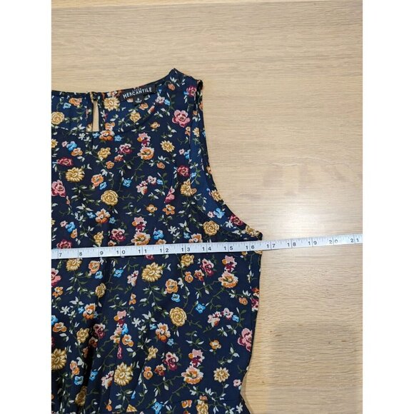 J Crew Mercantile Ruched Waist Dress In Vintage Floral Lined Navy Sz 8 J4272 - Picture 14 of 15